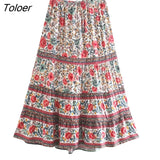 2023 Summer Skirt Women Paisley Floral Print Skirts Casual Vintage A-Line Beach Skirt saia Jupe Femme faldas Midi