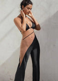 Black Patch Sexy Mesh Halter