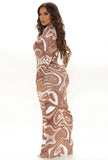 Print Sexy Hollow Out Keyhole Long Bodycon Party