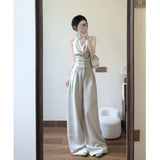 Neck Collar Vest Temperament High-End Blouse Broad Leg Slack Feel To Wear