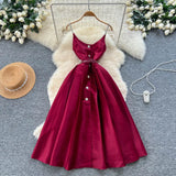 Luxury Thousand Gold Wind High-End Sling Dress Women's Summer Folding Waist Thin Design Geese Temperament
