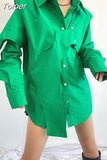 Fashion Women's 2 Piece Set Shirt New Lapel Loose Single Braested Long Sleeve Solid Asymmetrical Female Summer 2023