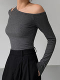 Fashion Women's Knitted Pullover Oblique Collar Long Sleeve Off Shoulder Hollow Out Sweater Female Autumn 2023 New