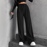 Hanging Mop High-Waisted Trousers Loose Temperament Straight Women's Niche Design Solid Color