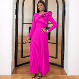 Round Collar Three-Dimensional Decorative Folds Skirt Styling Party Party High Waist Dress