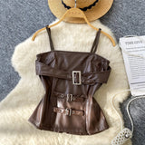 Sexy Hottie Metal Buckle Sling Sling Small Vest Woman Autumn Bun