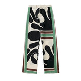 Women 2 Set 2022 Summer V Neck Print Shirt Lady Long Cuff Slit Bow Loose Women Clothing Asymmetric Hem + High Waist