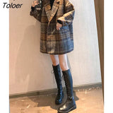 Women Autumn Winter Street Fashion Age Reduction Temperament Plaid Woolen Coat Woolen Coat Western
