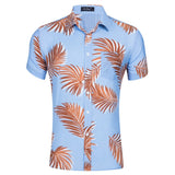 of 2019 American size Short-sleeved Men's Hawaiian Shirts Short-sleeved Beach Printed with Tencel Cotton shirts US