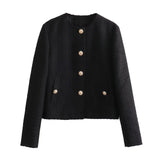 Women's Clothing Texture Autumn Round Collar Short Jacket Jacket In Autumn Winter
