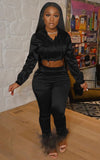 Hoodies Cropped Top and Pants Long Sleeve