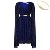 With Belt Women's Summer New Fashion Elegant V-Neck Cape