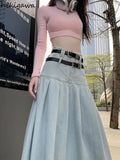 Denim Skirt for Women 2023 Faldas Mujer De Moda High Waist A-line Jupe Vintage Fashion Casual Saia Korean Y2k