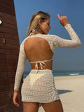 2024 New Sexy Solid Color Four-Piece Shirt Lady Beach