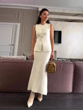Women's Fashion Bodywear Body Armor Solid Color Body Repair Hip Two Sets Of Knitted Long Skirt Suit