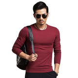 2020 Lycra Slim Fit Men'S T-Shirt 4XL Long Sleeved T Shirt Men Pure Color Casual Muscle Mens Long Sleeve Tees For