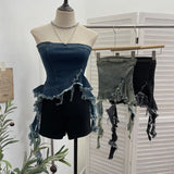 Shooting Spice Girls Irregularly Brush Chest To Make Old Hair Edge Open Short Sleeveless Top Sling Sling Vest