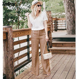 Pants Women Button Decor High Waist Wide Leg Pants Elegant Loose Trousers Korean Fashion