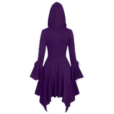 Women's Trench Coat Vintage Long Hooded Capes Long Sleeve Irregular Hem Halloween Cosplay Punk Costume Female Gothic