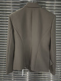 Fashion Women's Blazer Notched Collar Double Breasted Long Sleeve Spliced Metal Buckle Suit Jackets Spring 2023 New