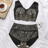 Wire Free Bra Set Sexy Lace Underwear Women Full Coverage Plus Size Lingerie