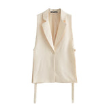 Sales Spring 2025 New T-Shirt Decorated Open Fork Vest Suit