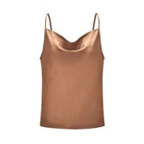 Satin Women Solid Camis Top Spaghetti Strap Summer Camis Shirts Backless Solid Sexy Casual Basic Tops Plus