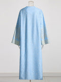 Oversize Bohemian Dresses For Women V Neck Long Sleeve High Waist Hit Color Folds A Line Midi Dress Female Summer
