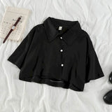Vintage Two Pieces Set For Women 2022 Casual Summer Short Sleeve Shirt Blouse+Loose Wide Leg Pants Casual Female
