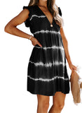 Spring Summer New Women's Dress Ebaywish Lotus Leaf Sleeve V-Neck Dress Dress