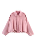 Women's 2025 Spring New Fashion Pilot Bat Sleeve Zipper Jacket