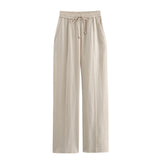 Straight Trousers 2025 Spring And Summer Tice With Tight High Waist Leisure Loose Broad Legs Trousers