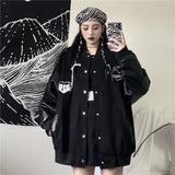 Baseball Bomber Jacket Women Goth Harajuku Patchwork Oversize Leather Jackets Kpop Korean Streetwear Gothic Spring