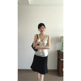 Spice Girls Kinesi V-Neck Vest Small Top With Stylish Simple A-Word Thin Fishtail Half-Dress Woman