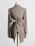 Toloer 2024 New Fashion Temperament Cross-Strap Hollow Design Sense Waist Show Thin And Long Suit Jacket-Outfit