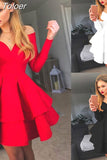 New One Shoulder Elegant Celebrity Runway Party Dress Women Work Wear Business Ruffles A-line Midi Club Dresses