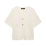New Flat-Sleeve V-Neck Sports Knitwear Jacket