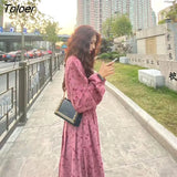 French Corduroy Floral Long Dresses For Women Fashion Slim Sweet Plus Size Clothing Elegant Office Long Sleeve Red