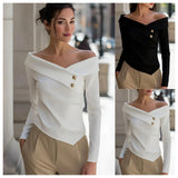 New Women's Clothing Temperament Long-Sleeved Elegant Lace-Collar Chiffon Solid Color