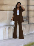 New Solid Color Casual Suit Wide Leg Pants Suit Two