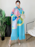 Straight Dress For Women Lapel Long Sleeve Single Breasted Colorblock Patchwork Ruched Dresses Female Clothing