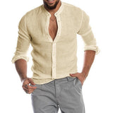Explosion Autumn/Winter V-Neck Linen New Cardigan Long-Sleeved Men's