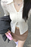 Blusas Mujer De Moda Lace Long Sleeve Blouses for Women Sexy Tunic Summer Shirts See Throught Korean Chic White Blouse