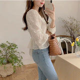 New Oversize Women Blouses Spring Tops Femme Casual Lace Womens Blouse Fall Girls Shirt Long Sleeve Plus Size Blusas