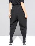 High Elastic Waist Black Zipper Split Long Harem Trousers New Loose Fit Pants Women Fashion Tide Spring Autumn 2023