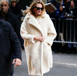 lamb wool fur coat christmas sweater women 2019 autumn winter faux fur solid plus size coat femme warm jacket