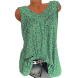 Loose Sleeveless Long Tank T-Shirt V-Neck Home Sleepwear Ladies Tops Floral Print Fashion Women Sexy Casual Vest