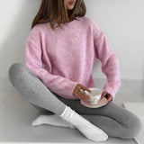 Knitted Suit For Women's Knitted Yarn For The Autumn/Winter 2025 Soft Open-Fork Sweater Plus T-Shirt With Half-Body