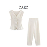 Homemade New Women's Double-Sided Waistcoat Double-Sided Cloth Trousers