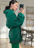 Print Boho Fringe Jacket with
